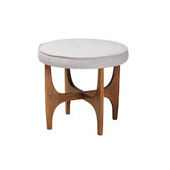 Walnut Brown Finished Wood Ottoman Footstool