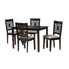 Olympia Modern Beige Fabric and Espresso Brown Finished Wood 5-Piece Dining Set