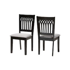 Genesis Modern Grey Fabric and Dark Brown Finished Wood 2-Piece Dining Chair Set