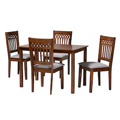 Genesis Modern Grey Fabric and Walnut Brown Finished Wood 5-Piece Dining Set
