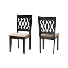 Florencia Modern Beige Fabric and Espresso Brown Finished Wood Dining Chair