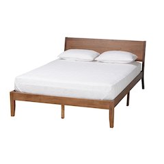 Salvatore Mid-Century Modern Walnut Brown Finished Wood Queen Size Platform Bed