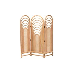 bali & pari Golda Modern Bohemian Natural Brown Rattan Room Divider