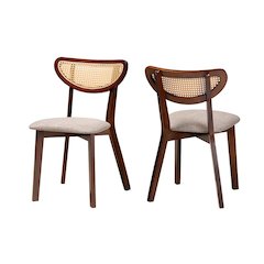 Grey Fabric and Walnut Brown Finished Wood Dining Chair