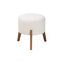 Walnut Brown Finished Wood Ottoman Footstool