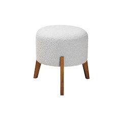 Walnut Brown Finished Wood Ottoman Footstool
