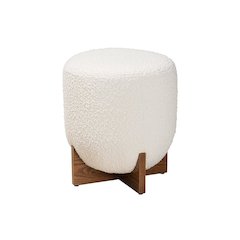 Walnut Brown Finished Wood Ottoman Footstool