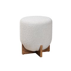Walnut Brown Finished Wood Ottoman Footstool