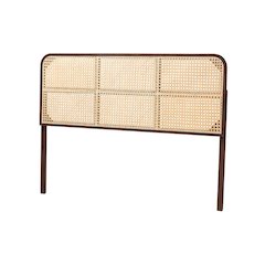 Lainer Modern Bohemian Dark Brown Finished Bayur Wood and Natural Bamboo Headboard