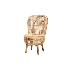 bali & pari Nagoya Modern Bohemian Natural Rattan Tall Lounge Chair