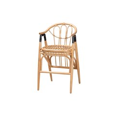 bali & pari Cyntia Modern Bohemian Natural Brown Rattan Counter Stool