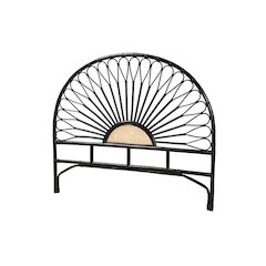 Bohemian Two-Tone Black and Natural Brown Rattan King Size Standalone Headboard