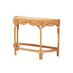 bali & pari Wakana Modern Bohemian Natural Brown Rattan Console Table