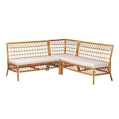 Bohemian Honey Rattan 3-Piece Dining Nook Banquette Set