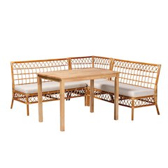 bali & pari Aina Modern Bohemian Honey Rattan 4-Piece Dining Nook Set
