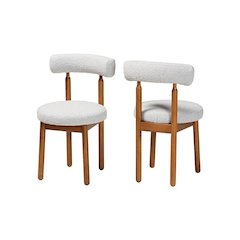 Walnut Brown Finished Wood 2-Piece Dining Chair Set