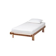Bolivia Mid-Century Modern Walnut Brown Wood Expandable Twin to King Bed Frame