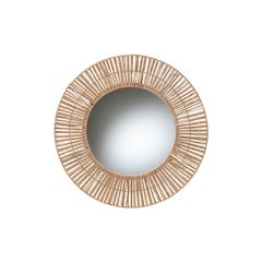 Bohemian Metal and Natural Brown Seagrass Accent Wall Mirror