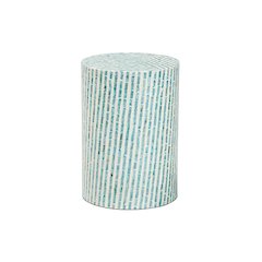 Baxton Studio Draven Modern Bohemian White and Blue Mother of Pearl End Table