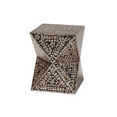 Baxton Studio Feronia Modern Bohemian Black and Bronze Mother of Pearl End Table