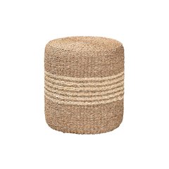 bali & pari Wickham Modern Bohemian Natural Brown Seagrass Ottoman Footstool