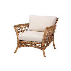bali & pari Babette Modern Bohemian Natural Brown Rattan Arm Chair