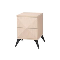 Modern Two-Tone Light Brown and Black Wood 2-Drawer Nightstand