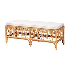 bali & pari Ibiza Modern bohemian Natural Brown Rattan Bench