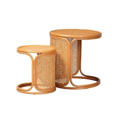 Eldon Bohemian Honey Rattan 2-Piece Nesting End Table Set