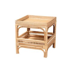 Lombok Modern Bohemian Natural Rattan End Table