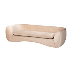 Adanna Glam and Luxe Champagne Beige Velvet Fabric Sofa