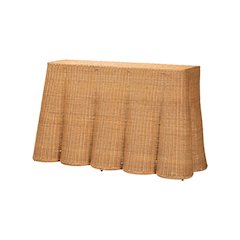 Palm Bohemian Honey Scallop Rattan Console Table