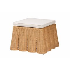 Palm Bohemian Honey Scallop Rattan Ottoman