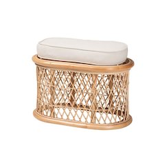 Ladonna Bohemian Natural Rattan Ottoman Footstool