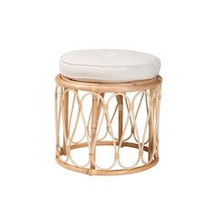 Hachiro Bohemian Natural Rattan Ottoman Footstool