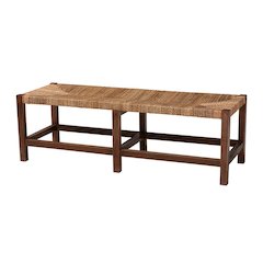 Liza Bohemian Natural Seagrass and Wood Accent Bench