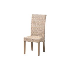 Santiago Bohemian Grey Natural Kubu Rattan and Mango Wood Dining Chair