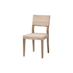Barossa Bohemian Grey Kubu Rattan and Mahogany Wood Dining Chair