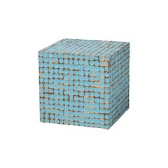 Janella Bohemian Sky Blue Coconut Shell and Acacia Wood End Table