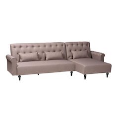 Chesterfield Retro-Modern Clay Fabric Upholstered Convertible Sleeper Sofa