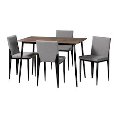 Bishop Industrial Grey Fabric and Metal Dining Set