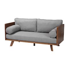 Uriel Mid-Century Modern Grey Boucle Fabric Sofa