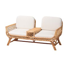 Pakis Bohemian Light Honey Rattan Tete-a-Tete Sofa