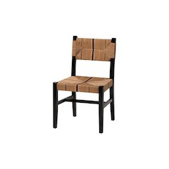 Prita Bohemian Paper Loom and Black Mahogany Wood Dining Chair