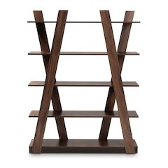Michio Modern and Contemporary Walnut Brown Finished 5-Tier Wood Display Shelf