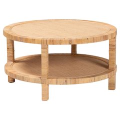 Light Honey Mahogany Wood Coffee Table with Bohemian Style and Durable Frame