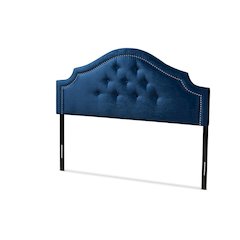 Royal Blue Velvet Fabric Upholstered Queen Size Headboard