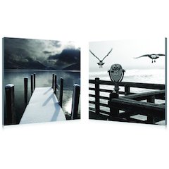 Lake Lookout Mounted Photography Print Diptych Black/White