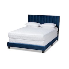 Queen Size Panel Bed with Channel Tufted Headboard