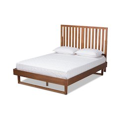 Marin Modern and Contemporary Walnut Brown Finished Wood Queen Size Platform Bed